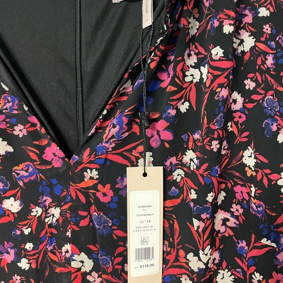 BCBGENERATION floral ruched long sleeve Maxi Dress size 14 NWT - Picture 3 of 6